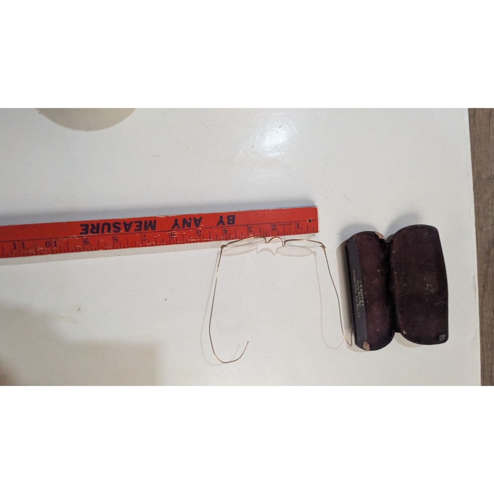 Antique Wire Rim Glasses Oval Spectacles with Original C.W. Bailey M.D. Case - Picture 9 of 9